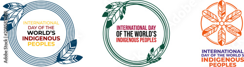 Schilderij op canvas International day of the world's indigenous peoples logos and icons