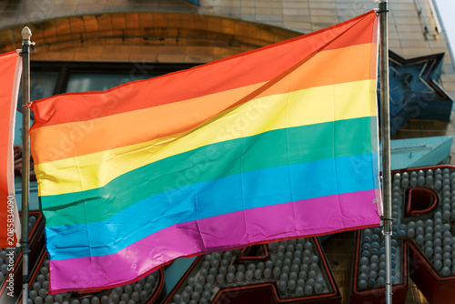 Photography Pride Rainbow Flag Waving in Urban Toronto