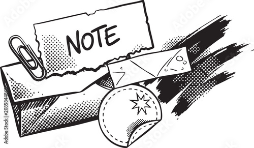 Cuadro en lienzo Vector illustration of a note with a knife and envelope, symbolizing sharp ideas