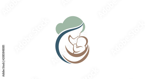 Mother and child love symbol logo.