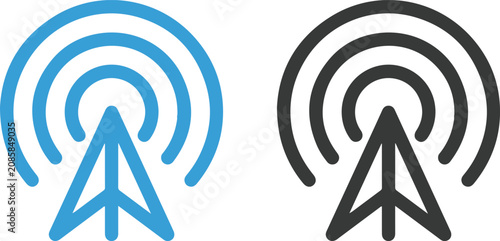 Photos Radio tower icon set, wireless communication symbol, broadcast antenna