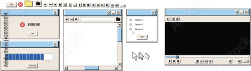 Konstfotografi Retro 90s Operating System User Interface Vector Elements Set
