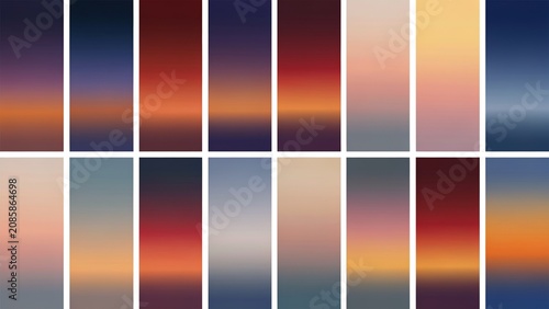 Abstract Sunset Gradient Background Collection, Colorful Sky Blur Wallpapers Set, Modern Minimal Gradient Texture Bundle