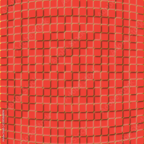 Abstract Red Rounded Tile Pattern with Optical Wave Effect
