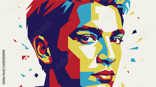 Fotografie Colorful Portrait of Young Man.