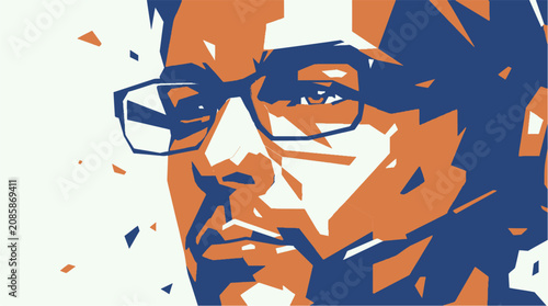 Foto Man Wearing Glasses Closeup Portrait.