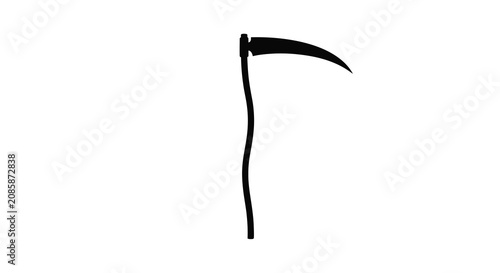 Foto Grim reaper scythe with curved blade black silhouette