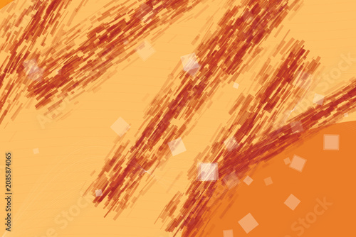 Fotografie Abstract fiery brushstroke waves on warm orange gradient background, brushstroke