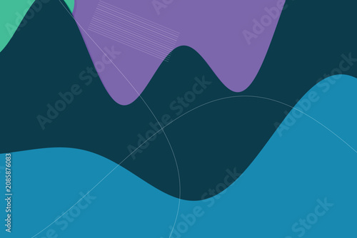 Abstract fluid waves with gradient purple, teal, and dark blue shapes