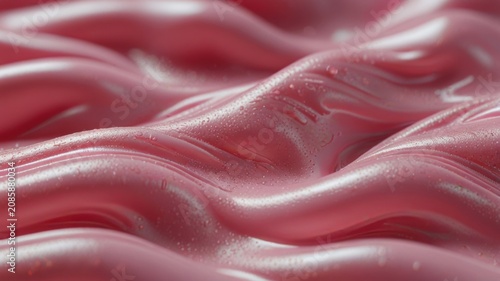 Macro Viscous Pink Gel Texture with Slow Motion Flowing Rose Sparkle Silicone Ripples