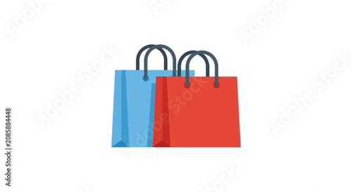 Tableau sur toile Shopping bags with handles flat vector illustration carrier paper retail purchas
