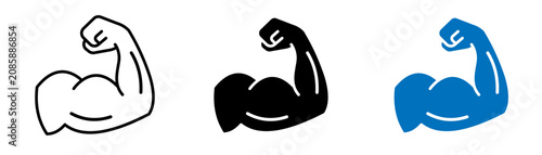 Cuadro en lienzo Bicep icon representing strength, gym training, athletic power and muscular fitn