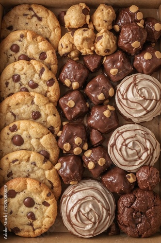 Delicious Box of Assorted Cookies and Treats at a Local Bakery