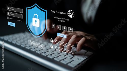 Foto A modern depiction of secure login practices featuring a hand typing on a keyboard, illustrating the importance of data protection and cybersecurity