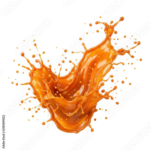 Golden glowing liquid splash in mid-air