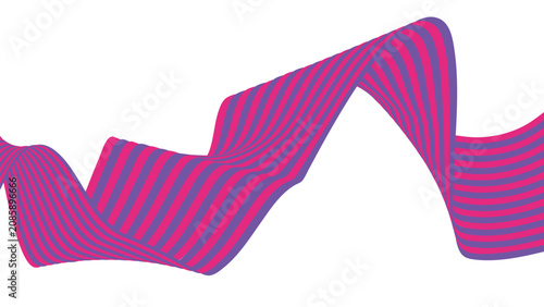 Foto Abstract flowing wave ribbon with geometric striped patterns on transparent back