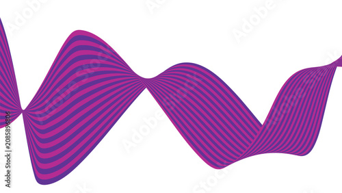 Canvas Print Dynamic twisted ribbon with striped pattern in purple shades on transparent back