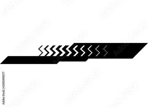 Vector decorative stripe for car bodies, boats, motorcycles, sportswear, or toys. Black angular pattern on a white background. Sporty racing design element. Striped background.