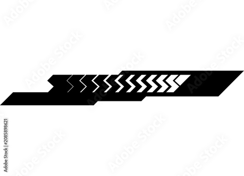 Vector decorative stripe for car bodies, boats, motorcycles, sportswear, or toys. Black racing pattern on a white background. Sporty design element. Striped background.