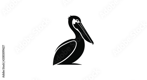Konstfotografi A dark pelican silhouette against a white background showcasing a simplified avi
