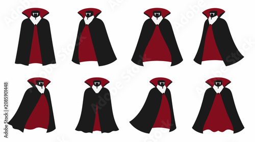 Bild auf Leinwand Red and black vampire cape icons.