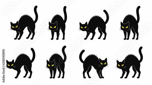Fotografie Black cat silhouettes for Halloween designs.