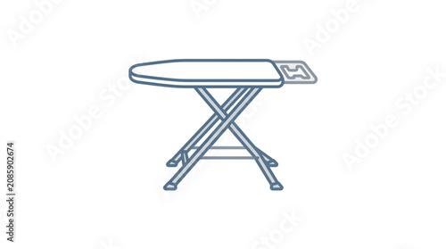 Photos Foldable Ironing Board with Metal Legs on White Background.