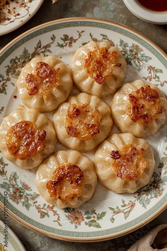 Delicious Dumplings Sit on a Decorative Plate Ready to Be Served at a Gatheri...