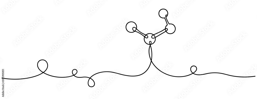 Obraz premium Molecule structure on continuous line illustration. no editable strokes