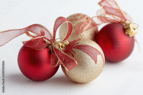 Festive baubles with glitter texture for seasonal design and branding visuals.