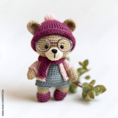 Adorable amigurumi bear plush made from cozy yarn, perfect for craft blogs, handmade marketplaces, and creative children's product designs.