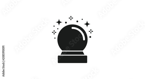 Quadro su tela Crystal ball silhouette with sparkles on a white background