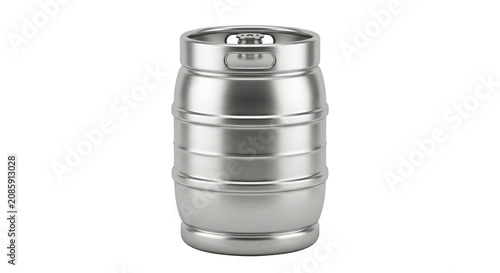Canvas Print Shiny stainless steel beer keg isolated on a white background