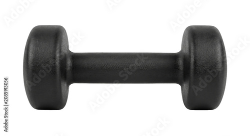 Quadro su tela Single black dumbbell isolated on a clean white background for fitness