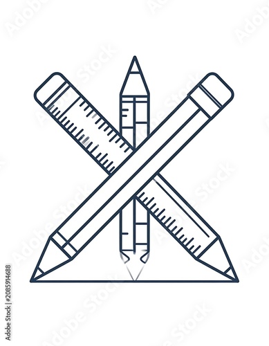 Geometric line art with architectural elements.