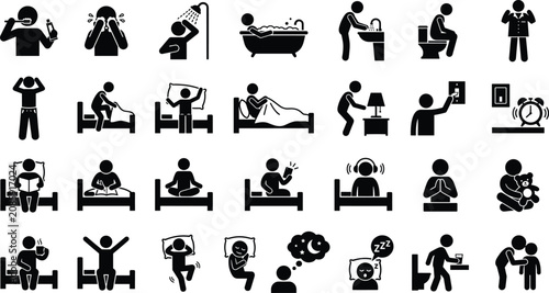 Принти на полотні Set of music festival icons featuring people performing playing instruments crow