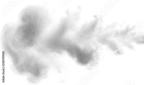 Schilderij op canvas Smoke cloud plume effect isolated on transparent background designed with black halftone dots pattern style abstract vector graphic design element