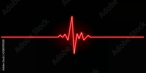 Foto Red Heartbeat Pulse Line Forming Heart Shape on Medical Monitor Screen, ECG Card
