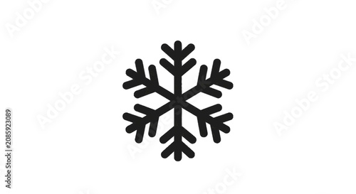 Minimal black silhouette icon, simple flat vector, bold black shape, no gradients, no shading black snowflake icon on a, flat icon style