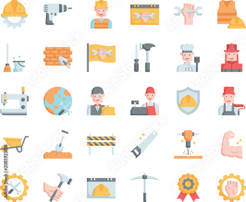 Construction and Labor Icons Set