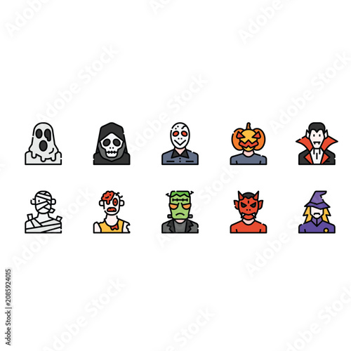 Halloween Characters Icons Set