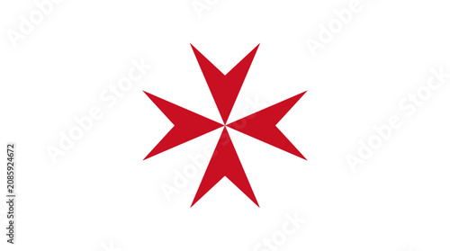 Fotografía Red Maltese eight-pointed cross symbol on white.