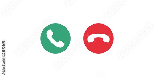 Obraz na płótnie Green and red phone icons for accept and decline on transparent background