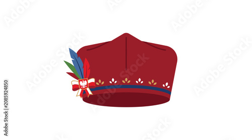 Traditional Polish folk hat with peacock feathers