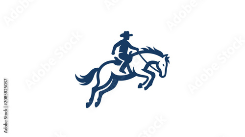 Bild auf Leinwand Cowboy riding a jumping horse silhouette