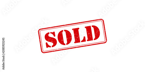 Fotografie Red Sold Stamp Marking on Transparent Background