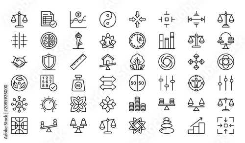 Tableau sur toile Minimal Balance UI Icon Collection with Justice Finance Harmony Lifestyle and St