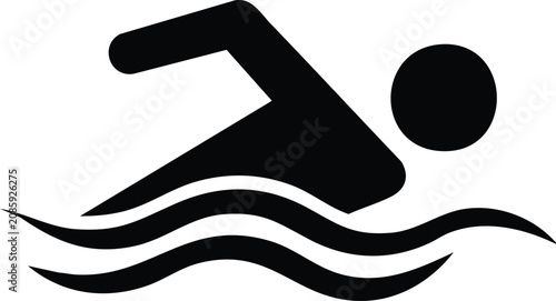 Black swimming person swimming through wavy water swimmer symbol