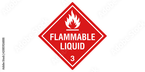 Photos Flammable liquid class 3 hazard warning diamond sign