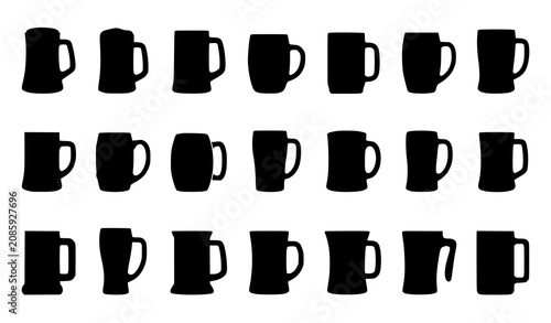 Photos Black beer mug silhouette vector collection featuring classic steins tankards an